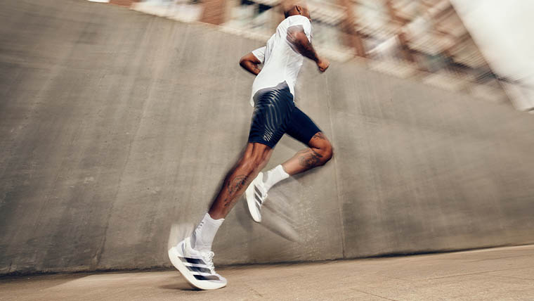 A runner wearing adidas adizero shoes (Photo)
