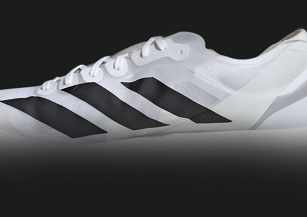A close up of a black and white Adizero Adios Pro Evo 1 shoe (Photo)